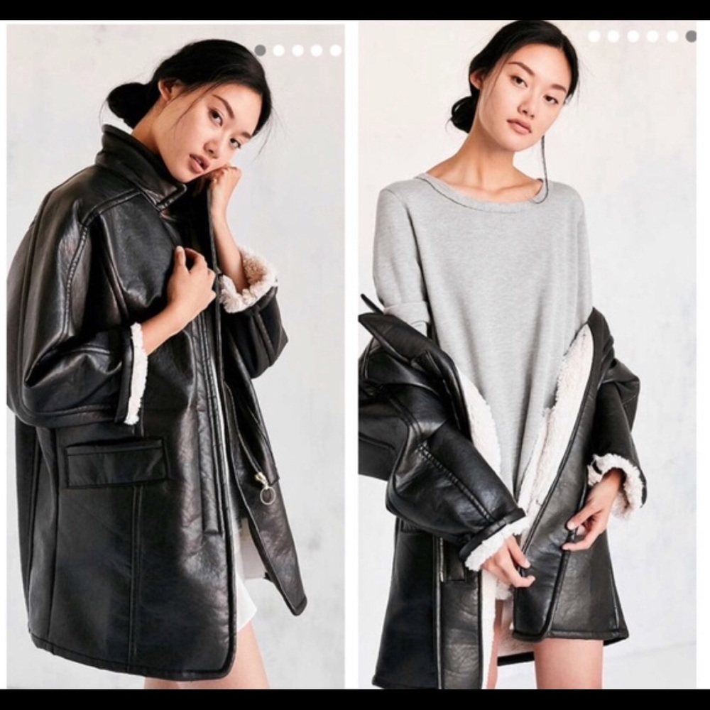 Urban Outfitter Sherpa Vegan Leather Oversize Coat